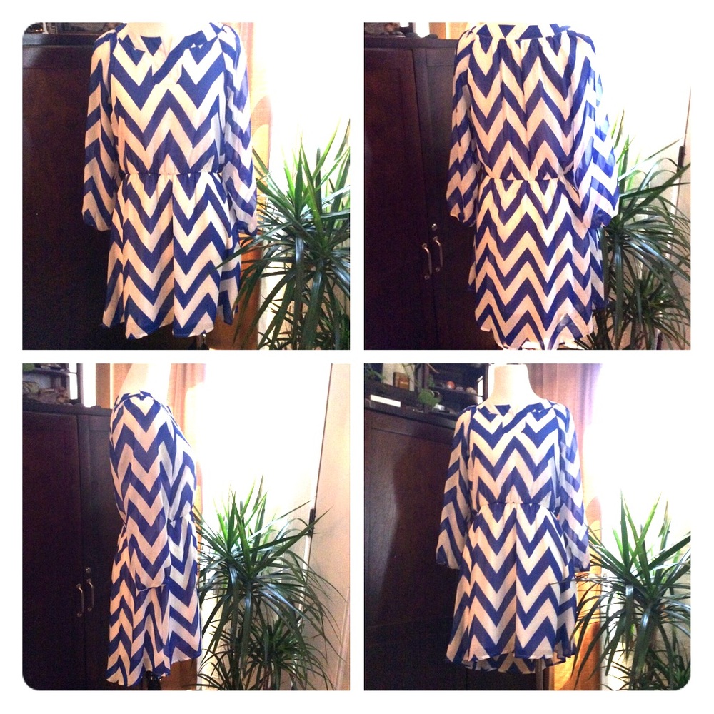 Blue white chevron dress